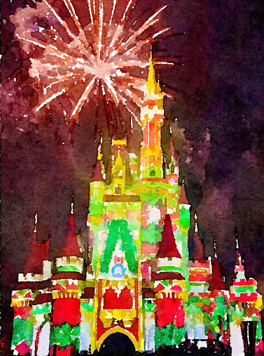 Disney Castle Greeting Card - Fireworks